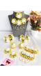 Yellow and White Handmade Flower Jewellery Set for Bridal Haldi and Mehndi