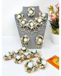 Buy Online Crunchy Fashion Earring Jewelry Blossom Bliss: Handmade Beaded Floral Jewellery Set for Haldi-Mehndi- Set of Earrings, Tikka, Bracelets and Kaliras Handmade Beaded Jewellery CFS0699