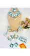 Sky Blue-White Flowers Haldi mehndi Jewellery Set with kaliras for Brides