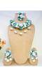 Sky Blue-White Flowers Haldi mehndi Jewellery Set with kaliras for Brides