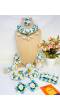 Sky Blue-White Flowers Haldi mehndi Jewellery Set with kaliras for Brides