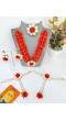 Red Long Necklace Floral Jewellery Set for Bridal Haldi, Mehndi, Baby Shower