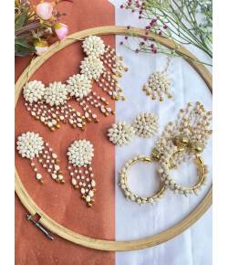 White Mogra Floral Haldi-Mehndi Jewellery Set for Brides