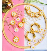 Yellow-White Floral Bridal Jewellery Set for Haldi-Mehndi