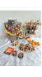 Pink-Yellow-Orange Haldi-Mehndi Floral Jewelry Set for Brides- Necklace, Earrings , Tikka, Pasha and Bracelets set