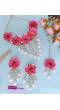 Hot Pink Flower & Cowrie Shell Haldi Fest Jewelry Set