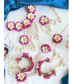 Pink Floral Extravaganza Haldi Mehndi Jewellery Set for Weddings