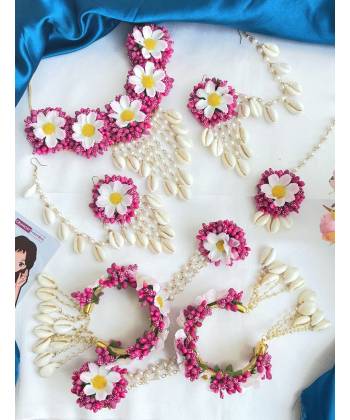 Pink Floral Extravaganza Haldi Mehndi Jewellery Set for Weddings