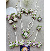 Green-Pink Floral Jewelry Set for Haldi | Baby Shower