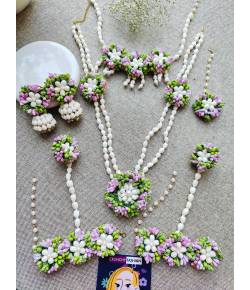 Green-Pink Floral Jewelry Set for Haldi | Baby Shower