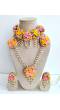 Yellow-Pink Flower Jewellery Set for Haldi, Baby Shower