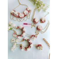 Peach-White Floral Jewelry for Haldi-Mehndi Baby Shower