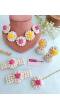Pink-Yellow Dried Mogra Flower Jewelry for Haldi, Mehndi