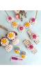 Pink-Yellow Dried Mogra Flower Jewelry for Haldi, Mehndi