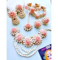 Blush Pink FLoral Mogra Jewelry for Haldi, Mehndi, Baby Shower