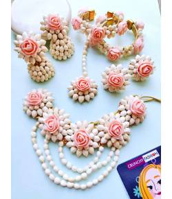 Blush Pink FLoral Mogra Jewelry for Haldi, Mehndi, Baby Shower