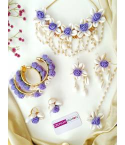 Lavender Flowers-Sea Shell Jewelry Set for Haldi Mehndi