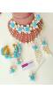Aqua Blue Flral Sea Shell Bridal Set for Haldi, Mehndi