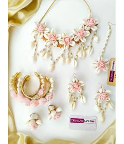 Peach Flower & Sea Shell Jewellery for Haldi & Mehndi