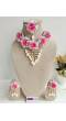 Pink-White Floral Bridal Jewellery for Haldi & Mehndi