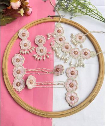 Baby Pink Blossom-Jewellery Set for Haldi & Mehndi