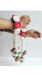 Pink-White Bridal Kalire with Pearls for Haldi, Mehndi