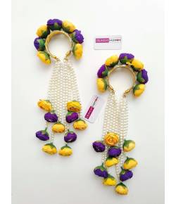 Yellow-Purple Bridal Pearls & Floral Kalire