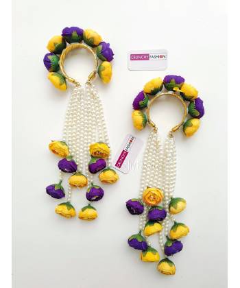 Yellow-Purple Bridal Pearls & Floral Kalire