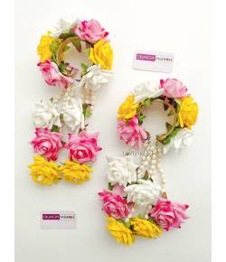 Designer Yellow-PInk Floral Bridal Kalire for Weddings