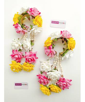 Designer Yellow-PInk Floral Bridal Kalire for Weddings