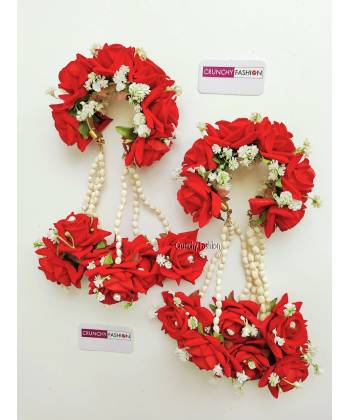 Red Rose Designer Floral Kalire for Brides