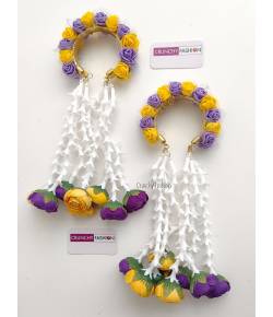 Yellow-Purple Floral Bridal Kalire for Haldi, Weddings