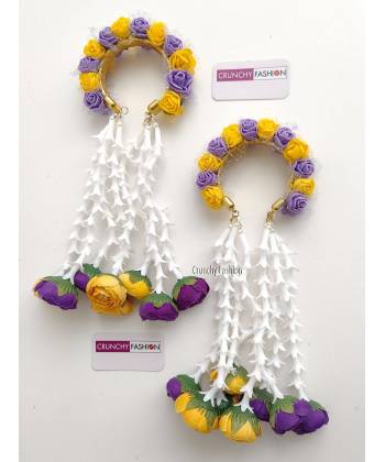 Yellow-Purple Floral Bridal Kalire for Haldi, Weddings