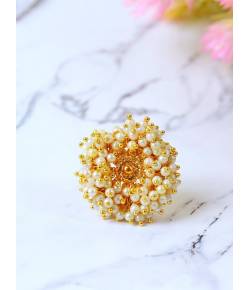 Buy Online Crunchy Fashion Earring Jewelry Gold Plated Statement Pearl Ring: Perfect Party Wear for Women and Girls Jewellery CFR0532
