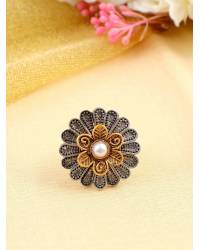 Buy Online Royal Bling Earring Jewelry Crunchy Fashion  Layered Oxidised Black Stone& Pearl Earrings RAE2266 Drops & Danglers RAE2266