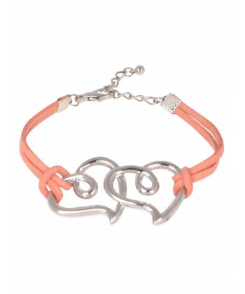 Valentine Connected Heart Coral Bracelet