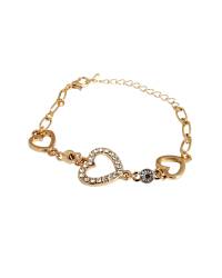 Buy Online Crunchy Fashion Earring Jewelry Connected Heart Blue Leatherette Bracelet Jewellery CFB0203