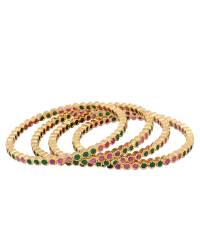 Buy Online Earring, Jewelry , Bags - Crunchy Fashion Gold Tonned Red & Green Kundan Studded Rakhi Set of 2 Pack With Roli & Chawal CFRKH0074 Gifts CFRKH0074 Crunchy Fashion 