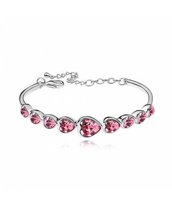 Austrain Crystal Pink Hearts Link Bracelet 