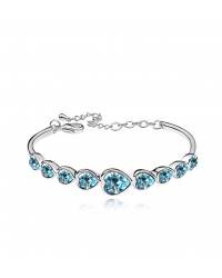 Austrain Crystal Aqua Hearts Link Bracelet 