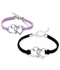 Connected Heart Black-Purple Bracelet Combo