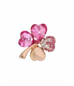 Gold Tone Pink Clover Brooch