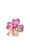 Gold Tone Pink Clover Brooch