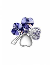 Buy Online Crunchy Fashion Earring Jewelry Sapphire Blue Clover Brooch Accessories CFBR0016