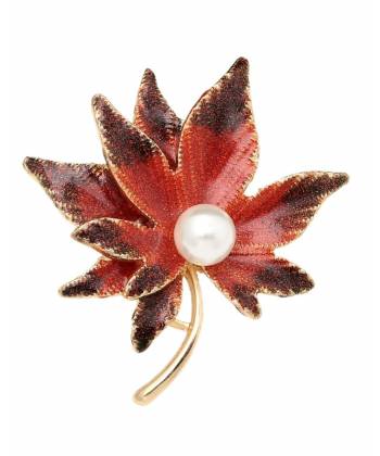 Red-Black Maple Leaf Brooch