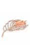 Peach Crystal Feather Leaf Brooch for Men & Women