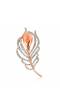 Peach Crystal Feather Leaf Brooch for Men & Women