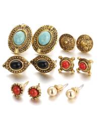 Buy Online Crunchy Fashion Earring Jewelry Black Florette Pentagon Drop Earrings Jewellery CFE0788