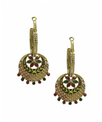 Bali Drop Earrings-Maroon-Green