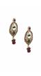 Gold Plated CZ Embellished Danglers with Red-Maroon Details